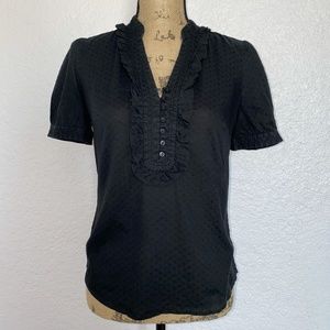 Ann Taylor Loft Black Ruffled Top Size XS
